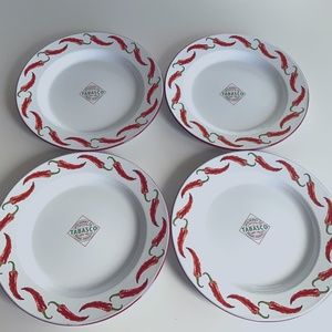 TIN PLATES SET OF 4 CHILI  PEPPER TABASCO DINNER PLATES